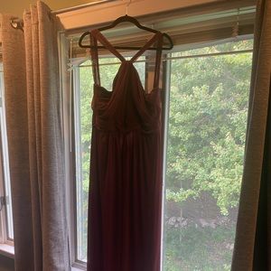 David’s bridal wine y neck dress